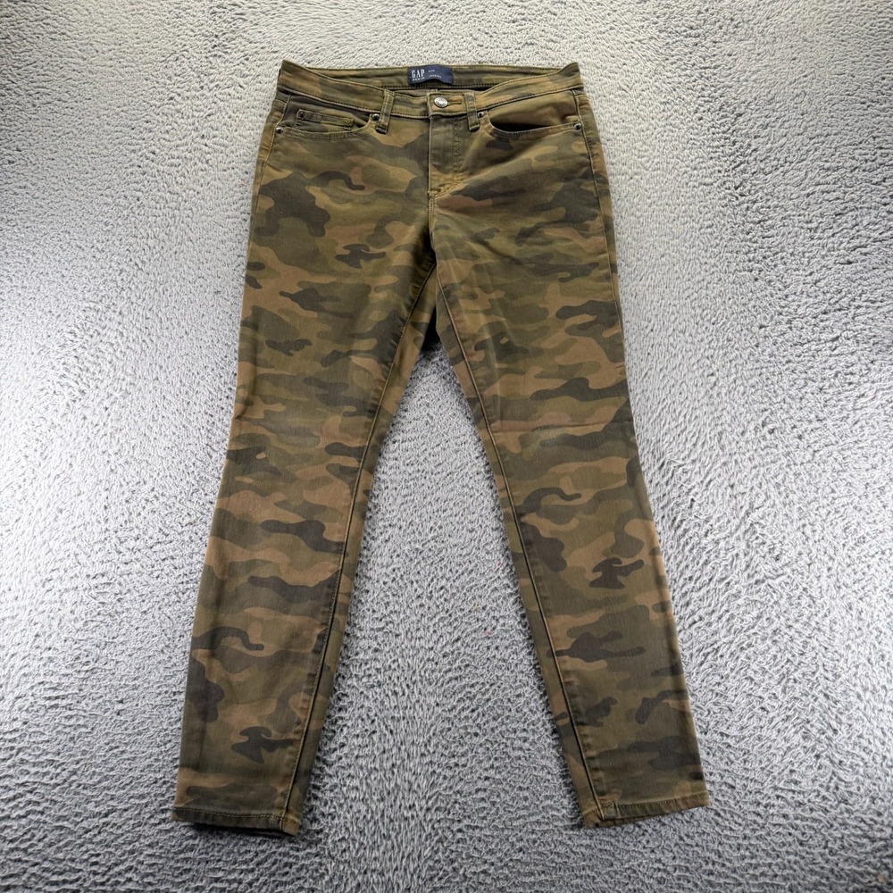 Gap Jeans‎ Women 6 Brown Camouflage Cotton Denim Jegging Skinny Workout Gym Yoga